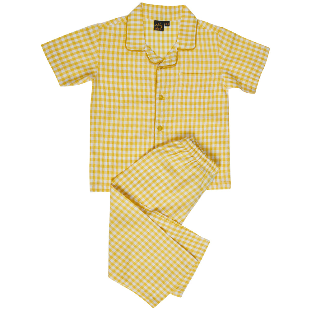 Checks Mania Nightwear in Yellow and White