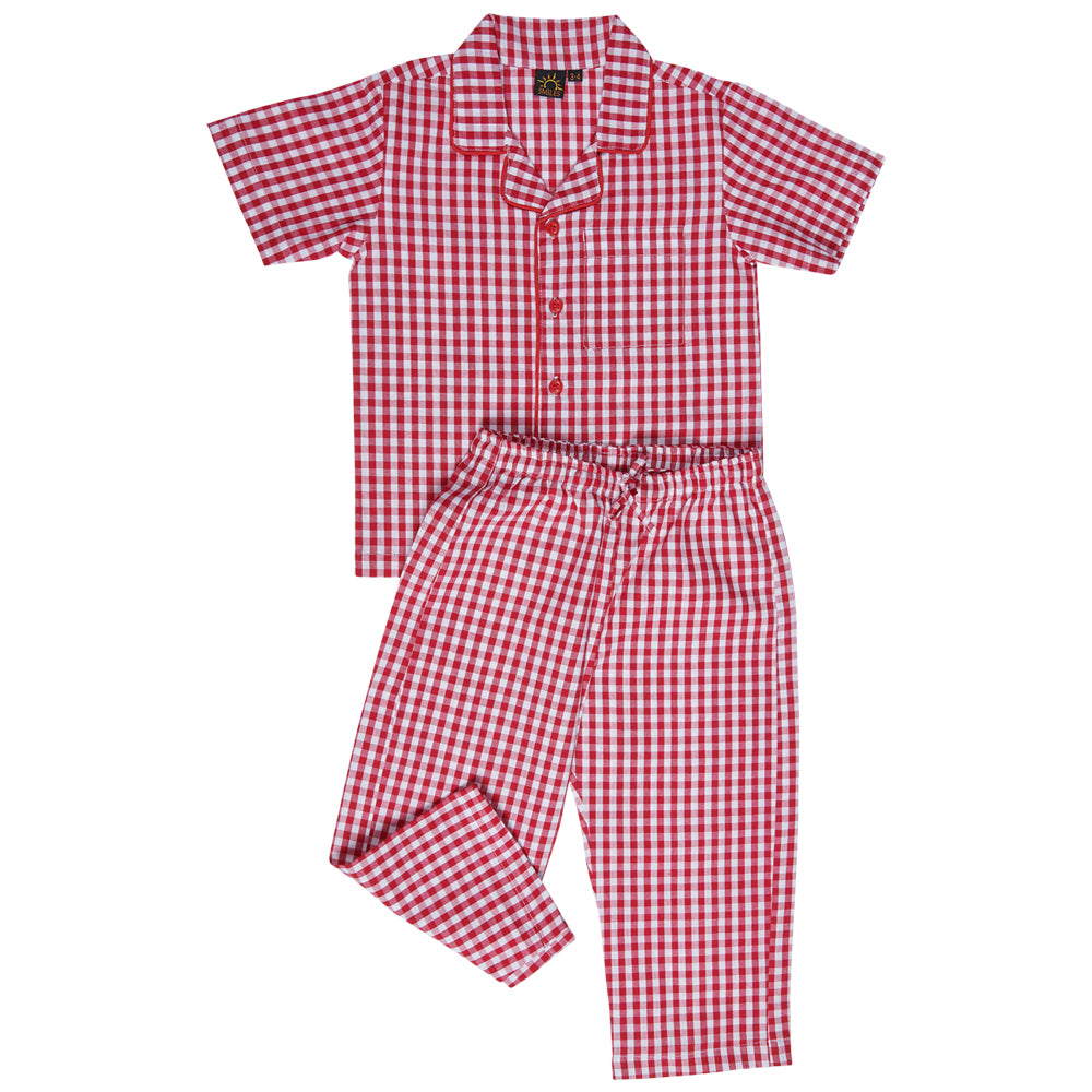 Checks Mania Nightwear in Red and White