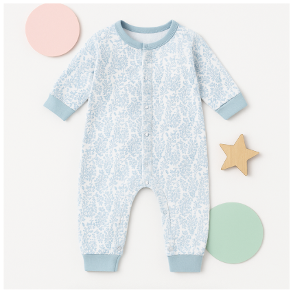 Patterned Sky Blue Romper